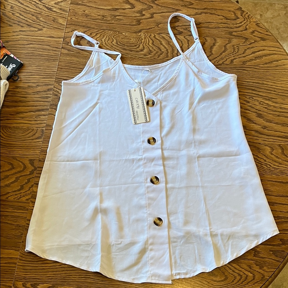 Elegant White Button-Down Camisole